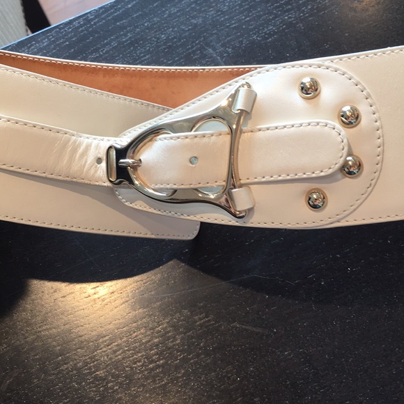 NWOT: Celine white leather silver buckle belt - Picture 3 of 5